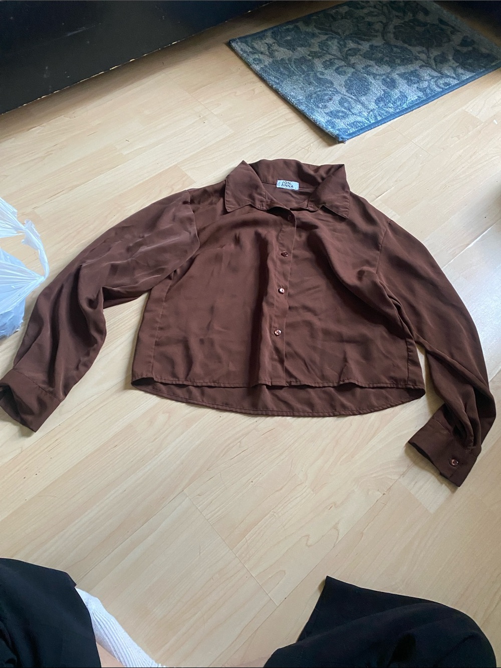 Jon & Anna Cropped Chocolate Brown Button-Front Jacket